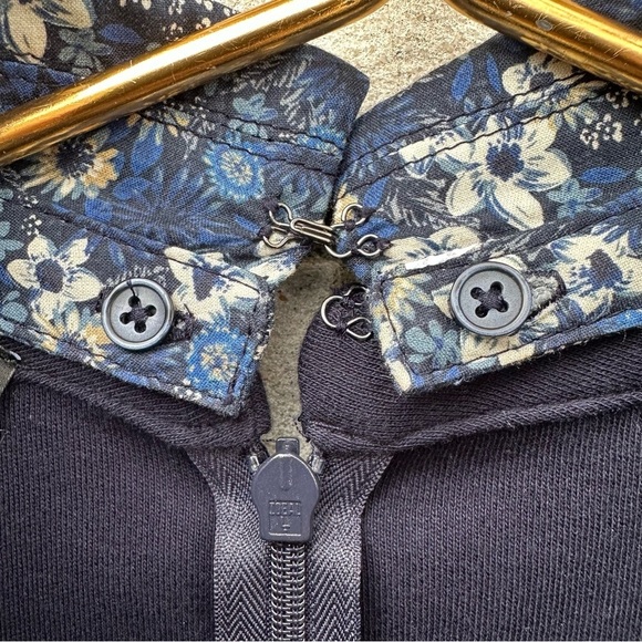 Talbots Navy Blue Cotton Knit Floral Collared Shift Dress - Picture 9 of 13